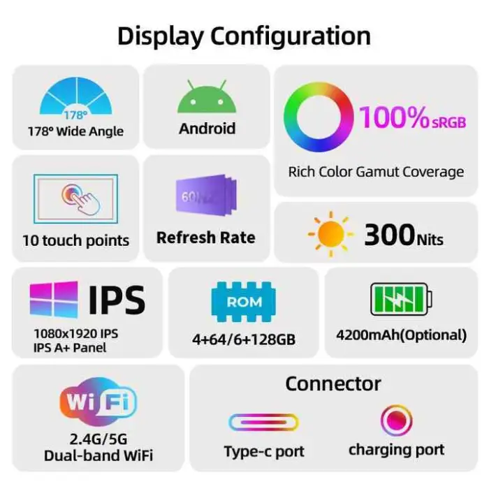 Touchscreen Tablet Android 13 Portable Gaming Touch Monitor 21.5" Portable Smart Interactive Display for Retail