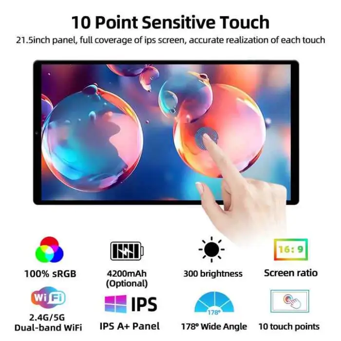 Touchscreen Tablet Android 13 Portable Gaming Touch Monitor 21.5" Portable Smart Interactive Display for Retail