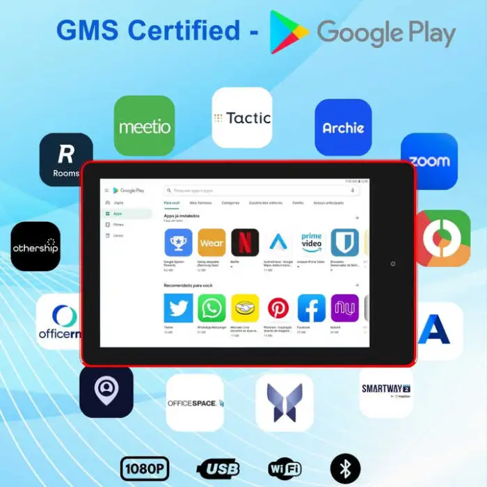 ELC Wall Mount Android POE Tablet Touch Screen 10.1 Inch Meeting Room Tablet Surrounding Led Light Tablette PC Optional NFC