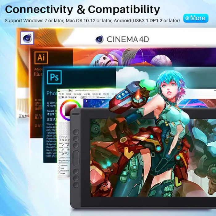 huion Kamvas 13 Portable Art Graphic Drawing Tablet with Screen Designer Tablette Graphique Dessin with Digital Pen