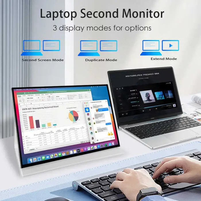 15.6 Inch 1080P 4K Dual Screen Usb Portable Touch Screen Laptop External Gaming Touch Built in Battery Monitor