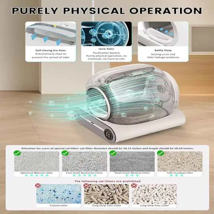 Self Cleaning Cat Litter Box Upgraded 65L+9L Extra Large Automatic Litter Box for Multiple Cats Health Monitor