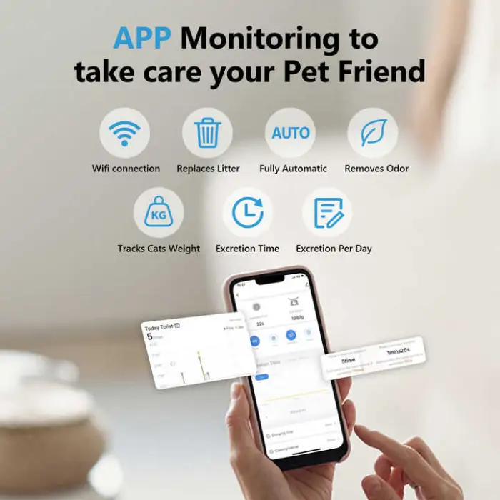 Ultra Large 70L Automatic Electric Self-Cleaning Cat Litter Box Tuya APP Control PP Material for Cats 10kg Weight