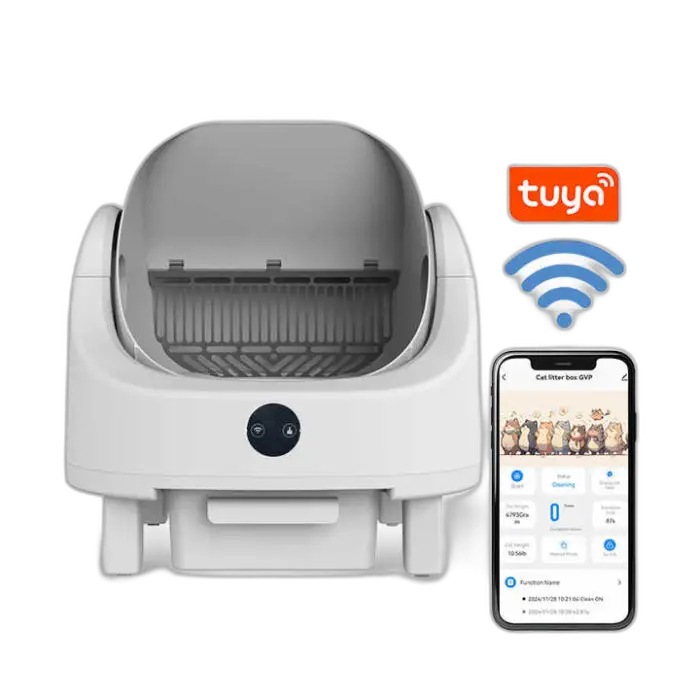 Low Noise Odor-Proof Wifi Remote App Control Large Electric Automatic Smart Open Top Self-Cleaning Cat Toilet Litter Box