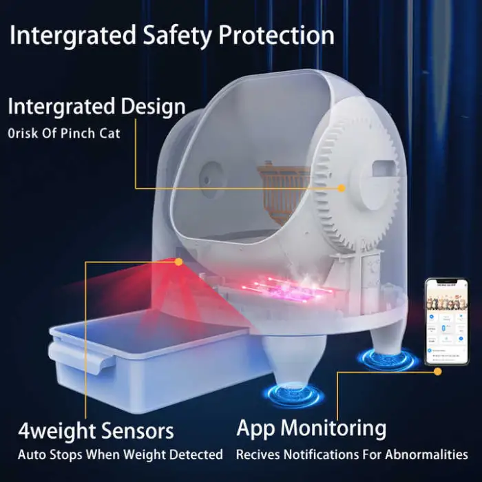 Low Noise Odor-Proof Wifi Remote App Control Large Electric Automatic Smart Open Top Self-Cleaning Cat Toilet Litter Box