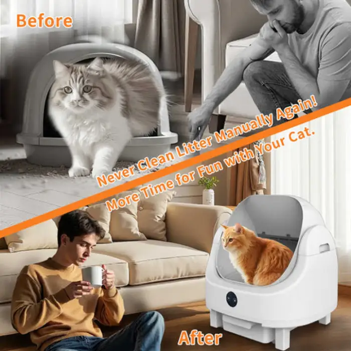 Low Noise Odor-Proof Wifi Remote App Control Large Electric Automatic Smart Open Top Self-Cleaning Cat Toilet Litter Box