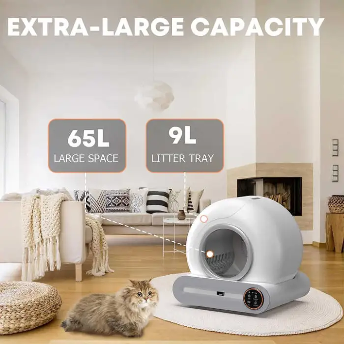 65L Automatic Cat Litter Box Smart App Control Self Cleaning Litter Box Fully Enclosed Pet Toilet Cat Litter Box