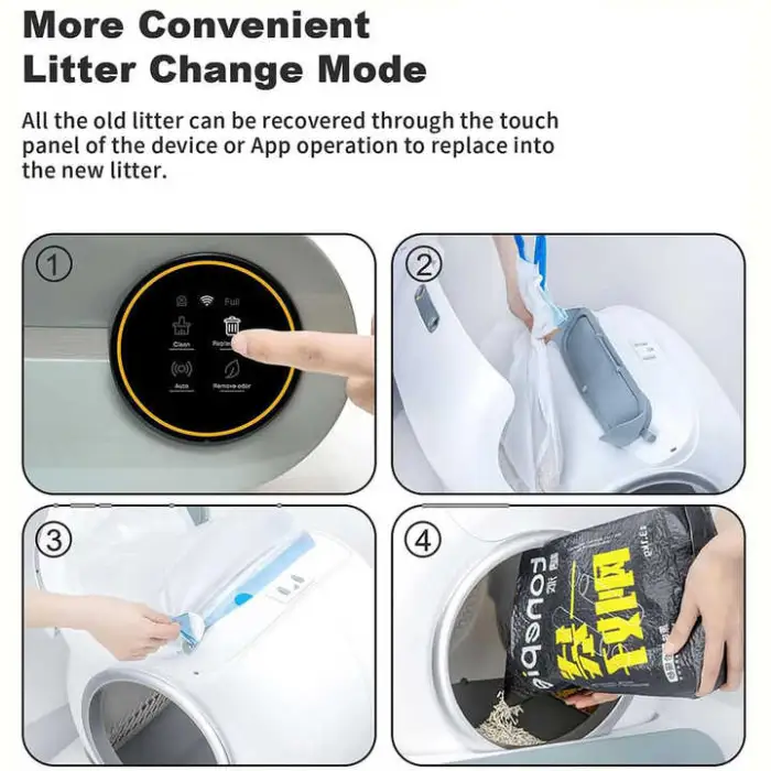 65L Automatic Cat Litter Box Smart App Control Self Cleaning Litter Box Fully Enclosed Pet Toilet Cat Litter Box