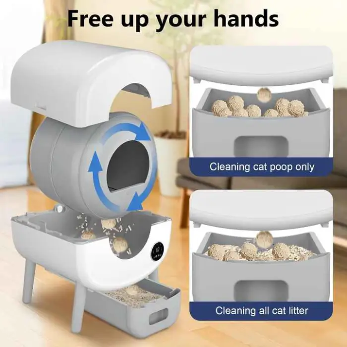 Automatic Intelligent Cat Litter Box Easy Clean Pet Cleaning Product With Deodorizing Electric Feature Made of PP Plastic