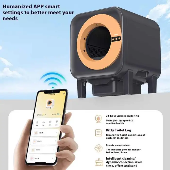 Automatic Self-Cleaning Cat Litter Box with Fresh Air Purification Anti-Splash Feature and Closed Design Premium Accessory