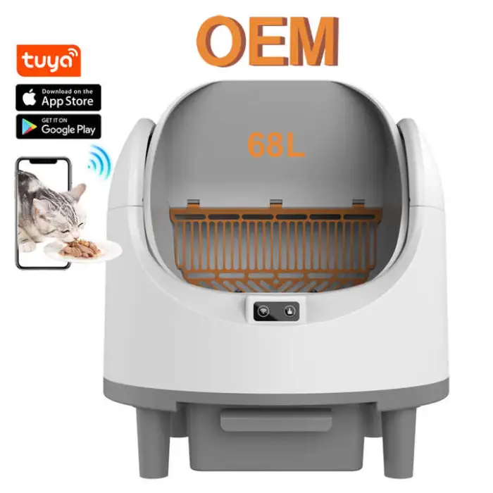 68L Automatic Cat Litter Box OEM/ODM Smart Self Cleaning Cat Litter Box