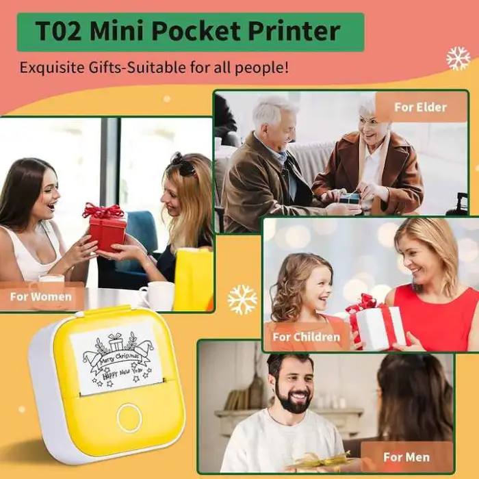 Phomemo Portable Mini Printer T02 with Cute case Thermal Printer for Mobile Phone Printer for Study,Stickers,Photos