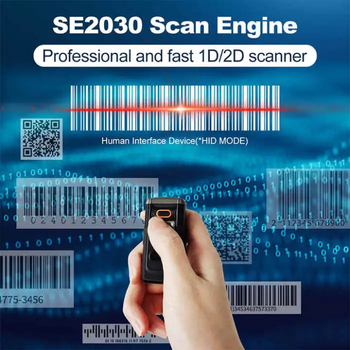 SR5600 Handfree Wireless Finger Scanner Portable Wearable BT 4.2 NFC 1D/2D Barcode Scanner for Warehouse Retail