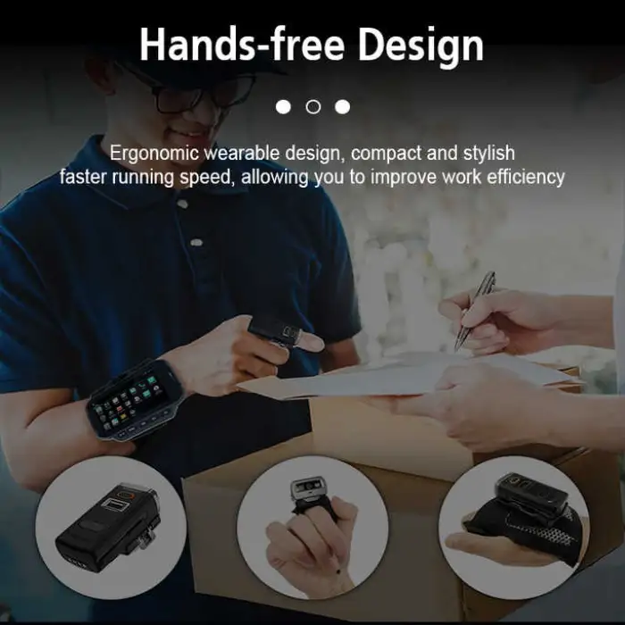 Handfree Wireless Finger Scanner Portable Wearable Ring BT 4.2 NFC 1D/2D Barcode Scanner for Warehouse Retail Store