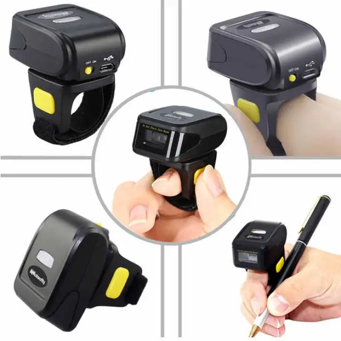 MJ-R30 Mini Wireless USB Barcode Scanner Portable Ring Wearable 1D/2D QR Light Feature Scanning Application