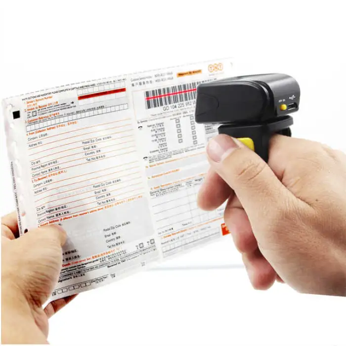 MJ-R30 Mini Wireless USB Barcode Scanner Portable Ring Wearable 1D/2D QR Light Feature Scanning Application