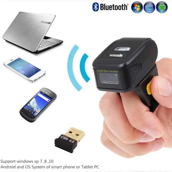 MJ-R30 Mini Wireless USB Barcode Scanner Portable Ring Wearable 1D/2D QR Light Feature Scanning Application