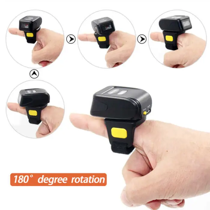 MJ-R30 Mini Wireless USB Barcode Scanner Portable Ring Wearable 1D/2D QR Light Feature Scanning Application