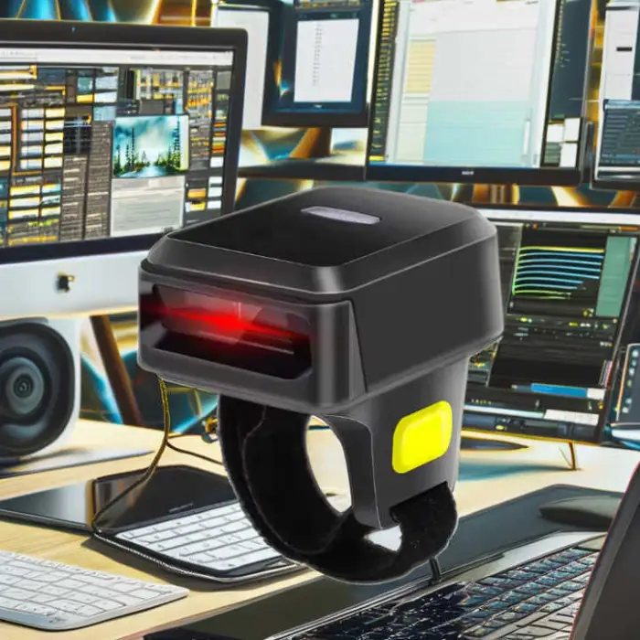 Portable Mini Wireless Scanner 2D Barcode QR Code Wearable Ring Design USB for Bluetooth RS232 Interface Deep Decode Scanning