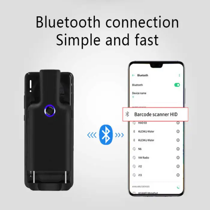 BC20S Portable Mobile Phone Back Clip 1D 2D Scanning Gun QR Reader Wireless Blue Tooth Barcode Scanner