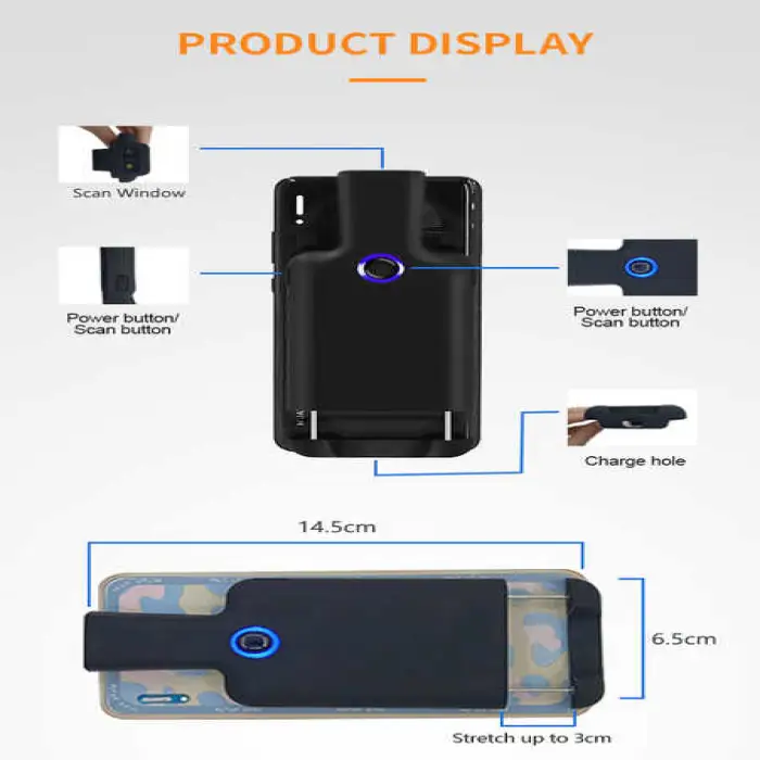 BC20S Portable Mobile Phone Back Clip 1D 2D Scanning Gun QR Reader Wireless Blue Tooth Barcode Scanner