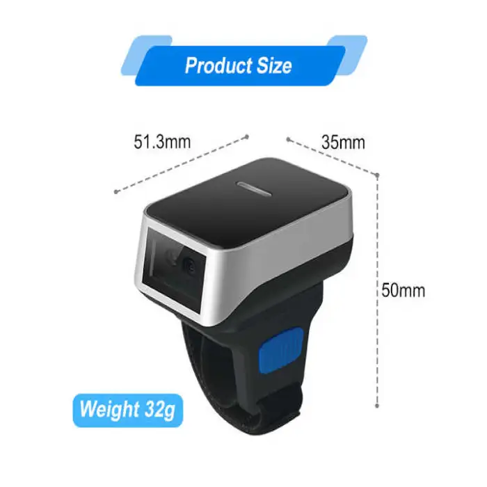 Mini Wearable BT 2D Barcode Scanner Finger Barcode Scanner for Logistics DYscan DI9010-2D