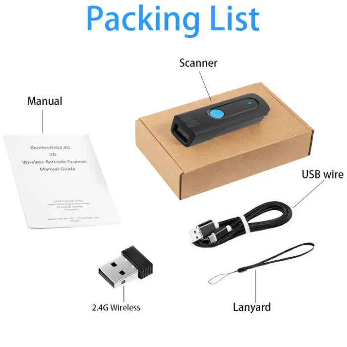 Portable Scanner Mini 1D Blue Tooth CCD Barcode Reader 2.4G Wireless Supports Instant Upload Storage Mode Pocket Code Reader