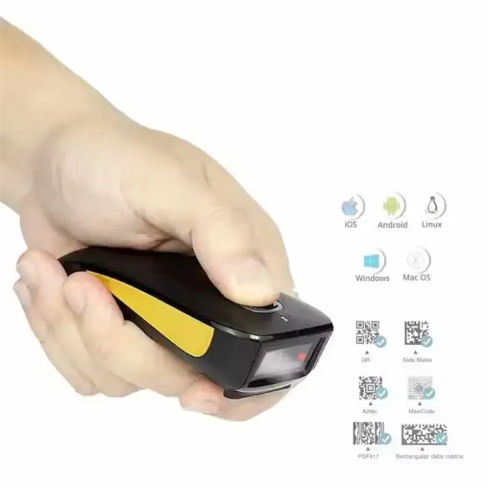 C750 High Speed Portable Wearable Ble Mini Barcode Scanner Wireless Finger Reader Qr Code Scanner for Inventory