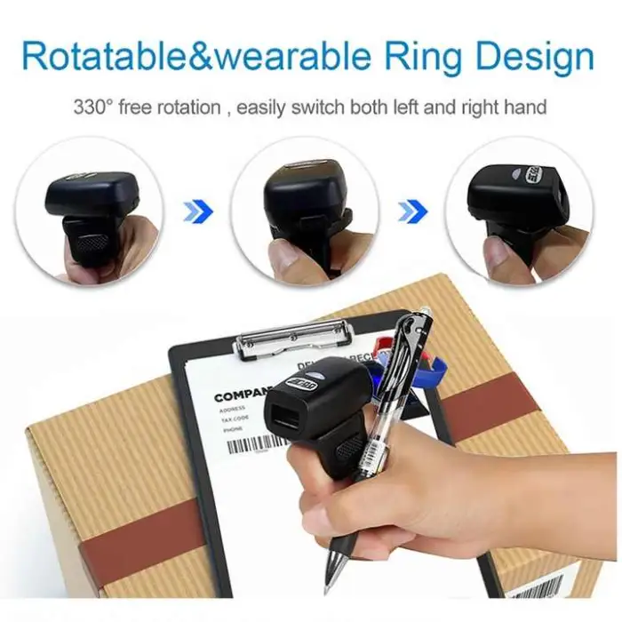 Portable Wireless 1D 2D Barcode Scanner Handfree Wearable Ring Watch   USB Interface OEM ODM