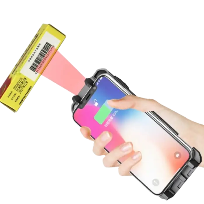 Mobile Phone Back Clip Scanner Portable 1D/2D Wireless Barcode Scanner