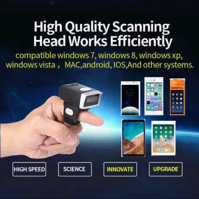 Bluetooth Wireless Portable Mini 2D Finger Ring Barcode Scanner for Warehouse,Supermarket,Store