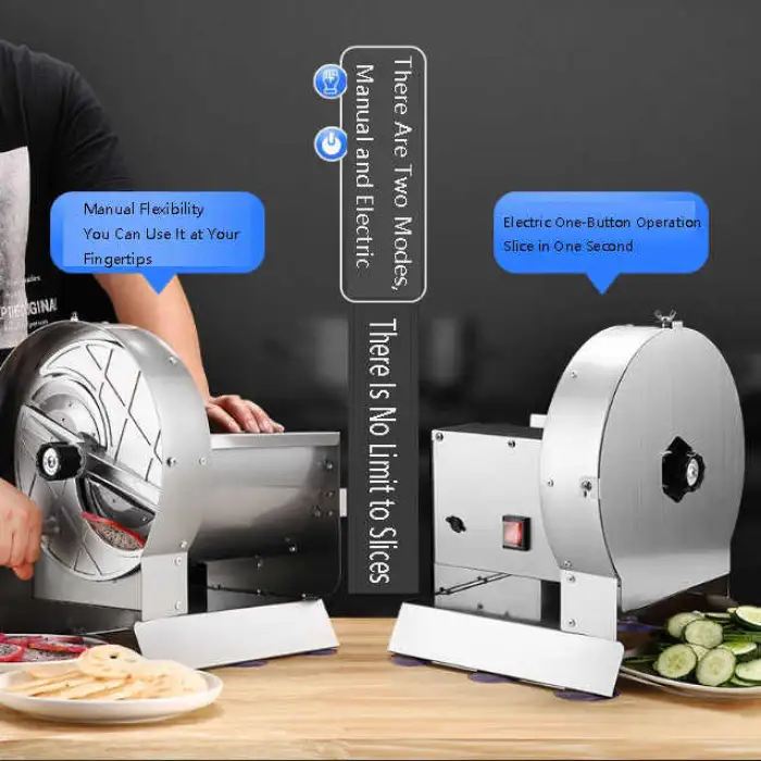 Commercial Stainless Steel Automatic Electric Onion Potato Lemon Mango Coconut Chips Fruit and Vegetables Cutting Machine Slicer