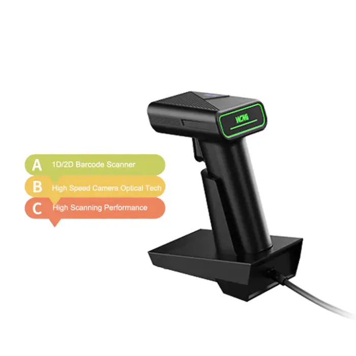 Wireless Barcode Scanner 1D QR USB Stand Handheld Barcode Scanner