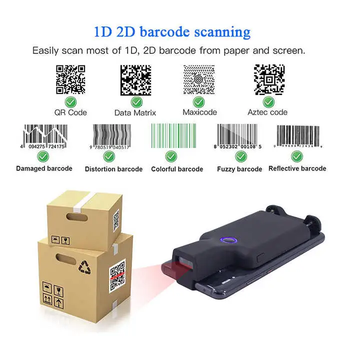 Portable Back Clip Barcode Scanner 1D 2D Qr Code Android Bar Code Reader Wireless 2.4G bluetooth Barcode Scanner