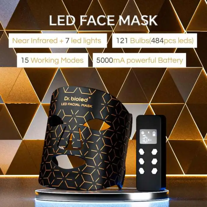 Bendable Silicone 8 Colors NIR LED Light Bio Therapy Mask Face Anti-Aging Skin Rejuvenation Collagen Growth Stimulation PDT
