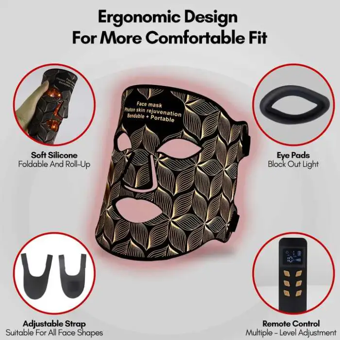 LED Mask Set Face Neck 60 Beads 240 Cores 8 Colors Light Therapy