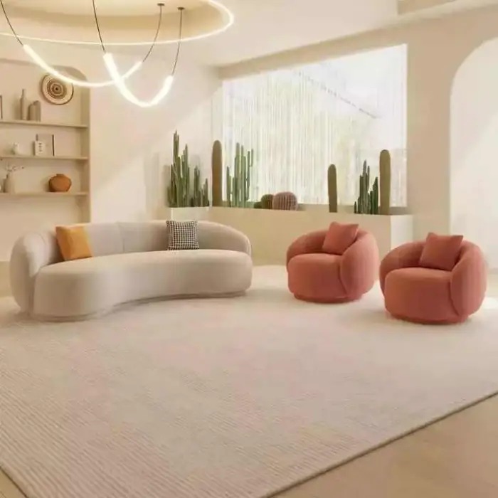 Luxury Modern White Lamb Wool Sectional 3 Seater Sofa Living Room Designer Julep Sofa Set Furniture