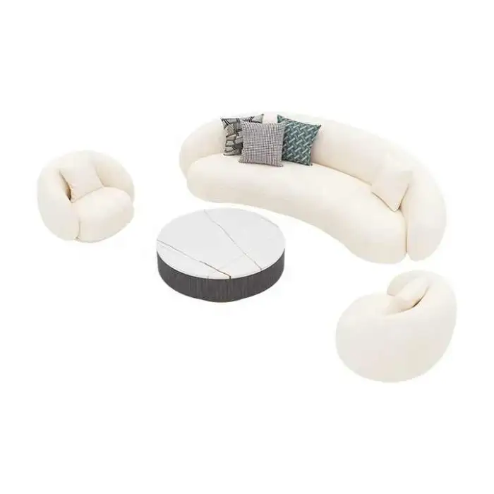 Luxury Modern White Lamb Wool Sectional 3 Seater Sofa Living Room Designer Julep Sofa Set Furniture