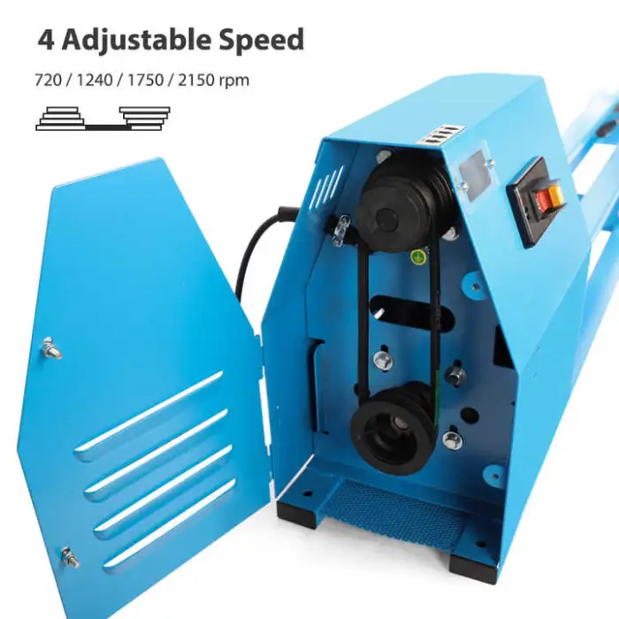 600W Standard Mini Wood Automatic Manual Turning Lathe Machine Belt Speed Adjustment