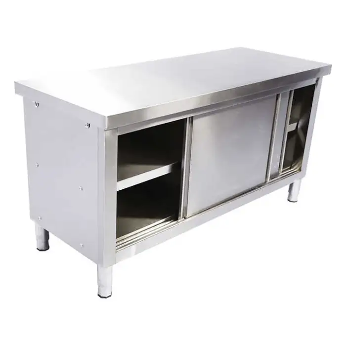 Stainless Steel Assembly Type Sliding Door Worktable Work Table Cupboard Commercial Kitchen Equipment for Restaurants/hotels
