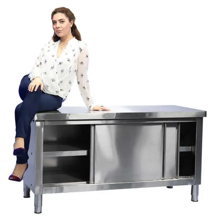 Stainless Steel Assembly Type Sliding Door Worktable Work Table Cupboard Commercial Kitchen Equipment for Restaurants/hotels