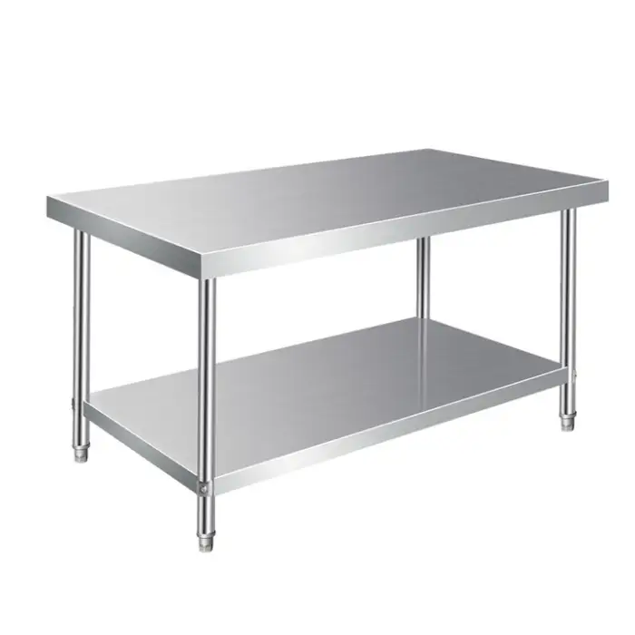 Double Deck Table for Hotel Kitchen Bench Restaurant Working Bench Table Work Tables Stainless Steel Bench Kitchen