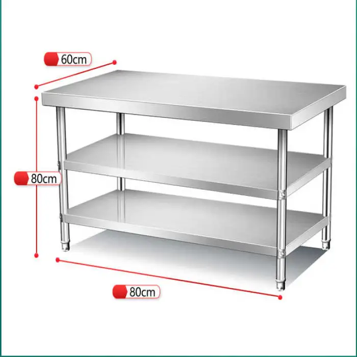 Double Deck Table for Hotel Kitchen Bench Restaurant Working Bench Table Work Tables Stainless Steel Bench Kitchen