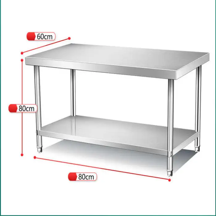 Double Deck Table for Hotel Kitchen Bench Restaurant Working Bench Table Work Tables Stainless Steel Bench Kitchen