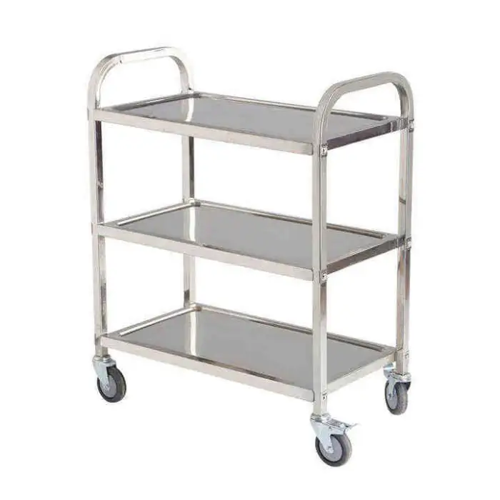 Commercial Kitchen Furniture Three-Layer Stainless Steel Trolley with round Tube 304/201 for Hotels & Restaurants