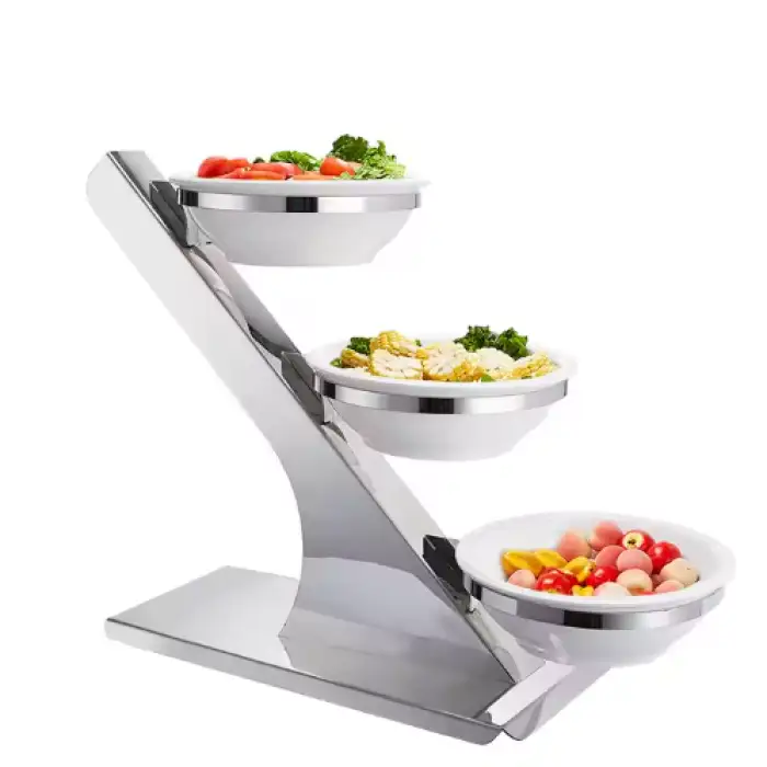 Hotel 3 Tier Cake Buffet Serving Restaurant Ceramic Bowls Wedding Banquet Catering Stand for Food Display