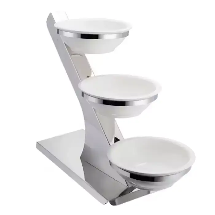 Hotel 3 Tier Cake Buffet Serving Restaurant Ceramic Bowls Wedding Banquet Catering Stand for Food Display