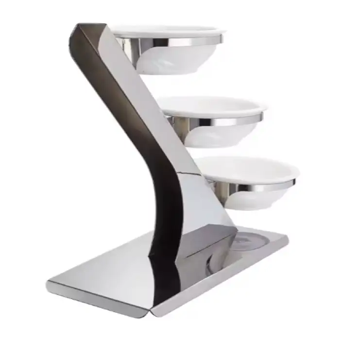 Hotel 3 Tier Cake Buffet Serving Restaurant Ceramic Bowls Wedding Banquet Catering Stand for Food Display
