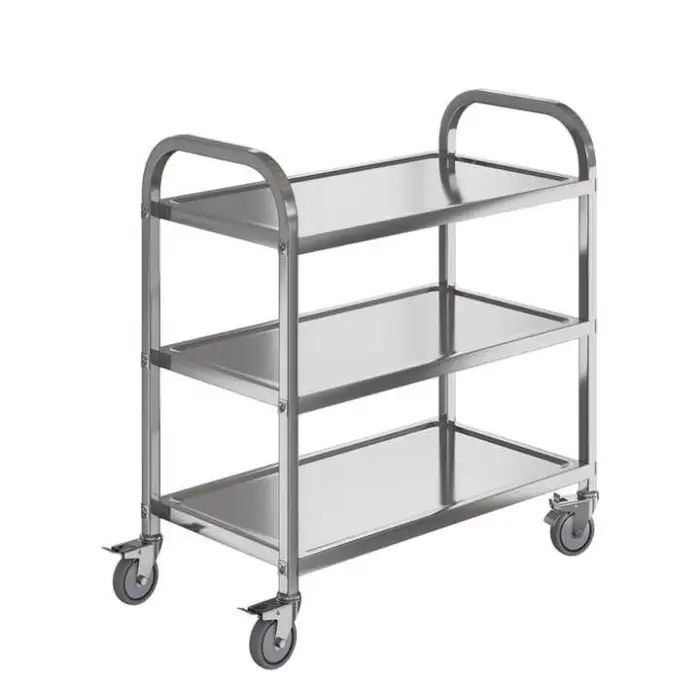Stainless Steel 3 Tiers Catering Food Transport Trolley Service Cart Hotel Restaurant Equipment Commercial Serving Trolley
