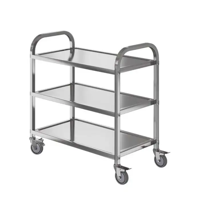 Stainless Steel 3 Tiers Catering Food Transport Trolley Service Cart Hotel Restaurant Equipment Commercial Serving Trolley
